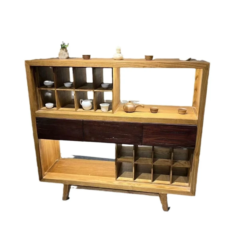 

Wabi Sandy Wind Household Side Cabinet, Solid Wood Tea Cabinet Multi-layer