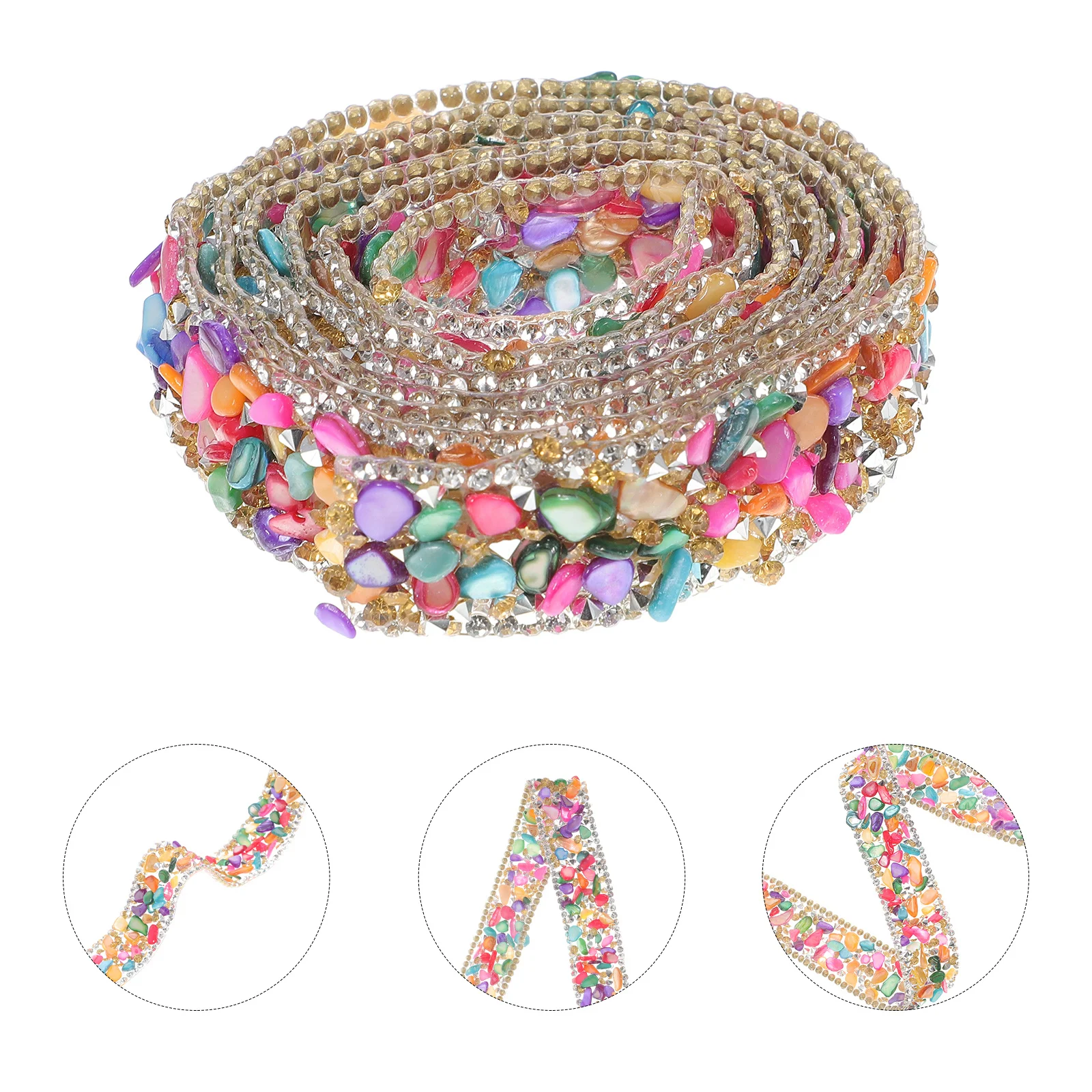 

1 Roll Cuttable Rhinestone Ribbon Heat-Resistant Craft Trim For Diy Costume Clothes Car Phone Decoration Multi-Function