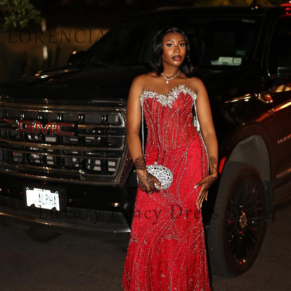 

Super Shiny Diamond Prom Dresses Sequin Long Mermaid Wedding Party Gown Customized Sleeveless Strapless vestidos de cerimônia