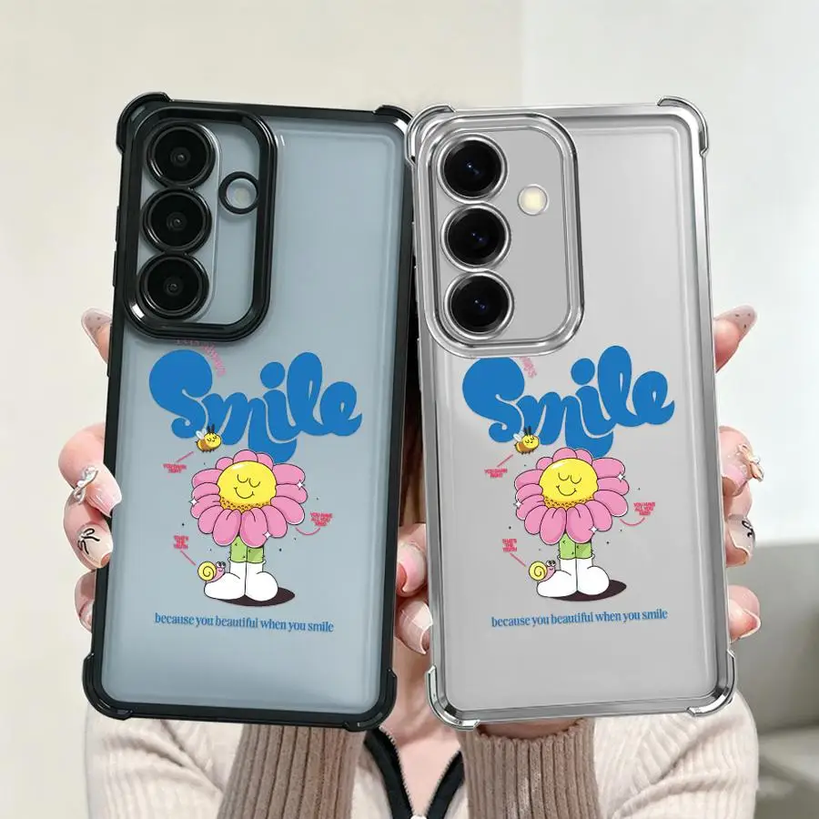 Smile Flower Phone Cover Case for Samsung Galaxy A12 A03 A14 A04 A54 A34 A73 A13 A07 A53 A33 A50 A16 A06 A24 A52 A23 A51 A15 A05