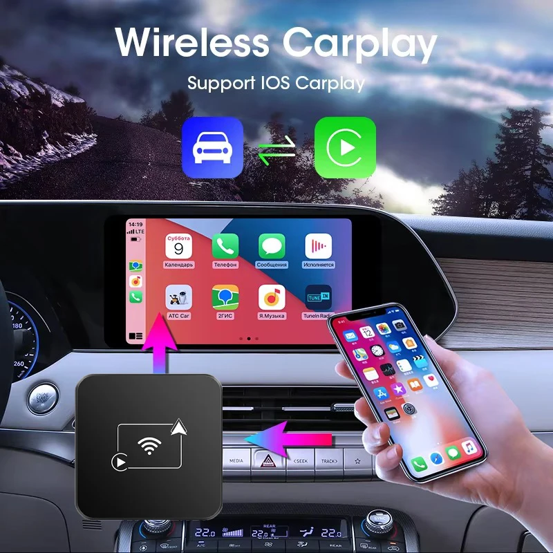 JMCQ 2024 Hot Wireless CarPlay Box Android Auto Adapt For Wired CarPlay Display To Wireless Smart Box Linux System OEM Upgrade