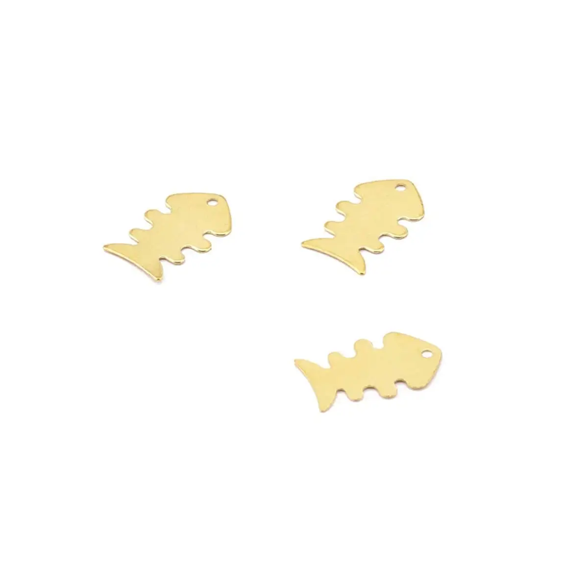 100PCS Fashion Fishbone Charm Pendants Brass Blanks 16x10mm DIY Earrings Necklace Jewelry Handicrafts Accessories Supplies
