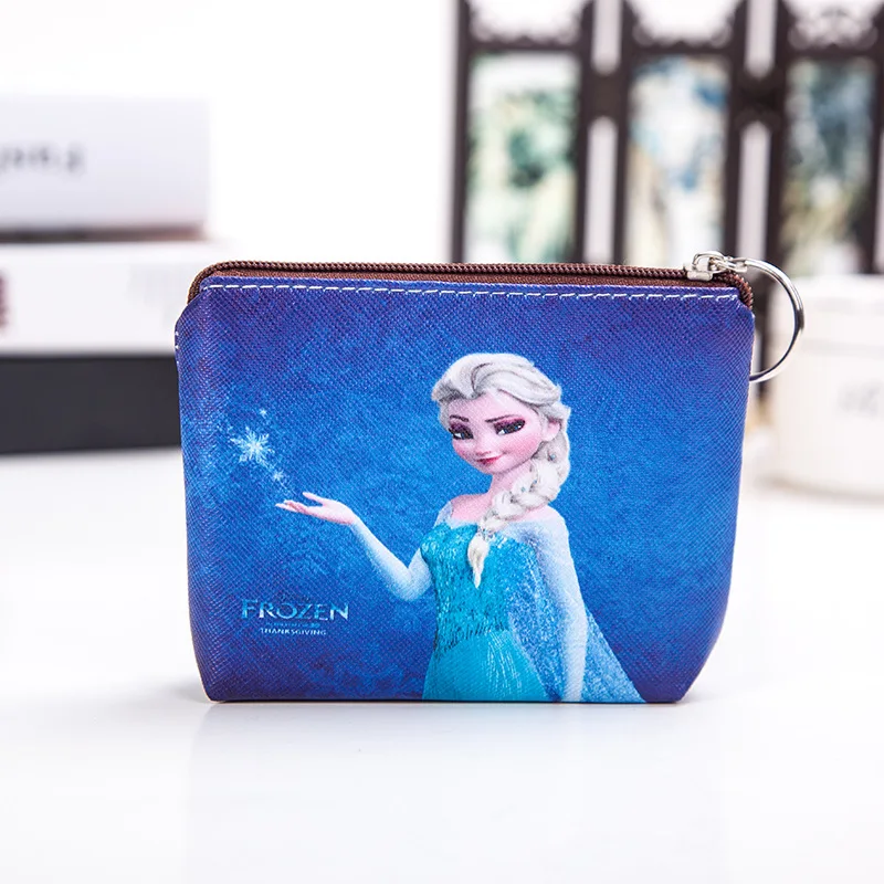 Disney Anime Frozen Elsa Coin Purse Kawaii Princess Sofia the First Wallet Cartoon Children PU Storage Bag Gifts