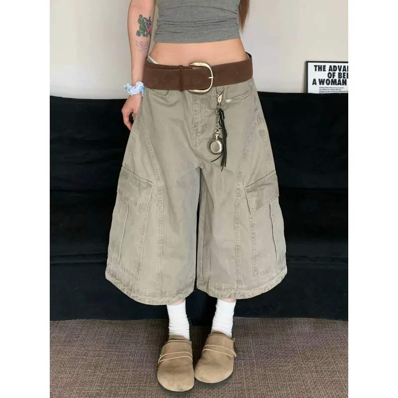 

Women American Vintage Tomboy 2000s Jorts Denim Shorts Summer Japanese Harajuku Jean Cargo Pants Kpop Y2k Grunge High Street