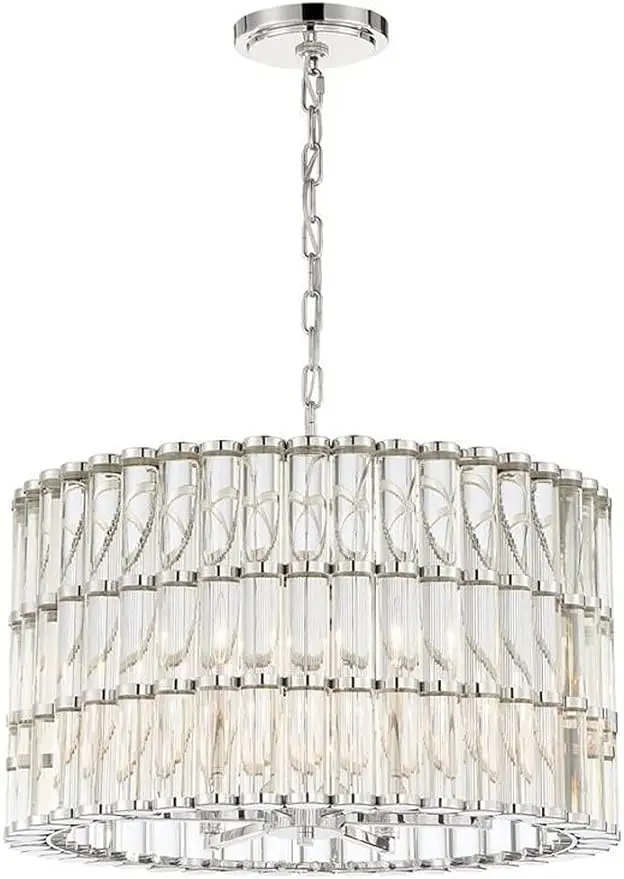 

Drum Chandelier with Clear Glass in Polished Nickel crystal chandelier suspension luminaire