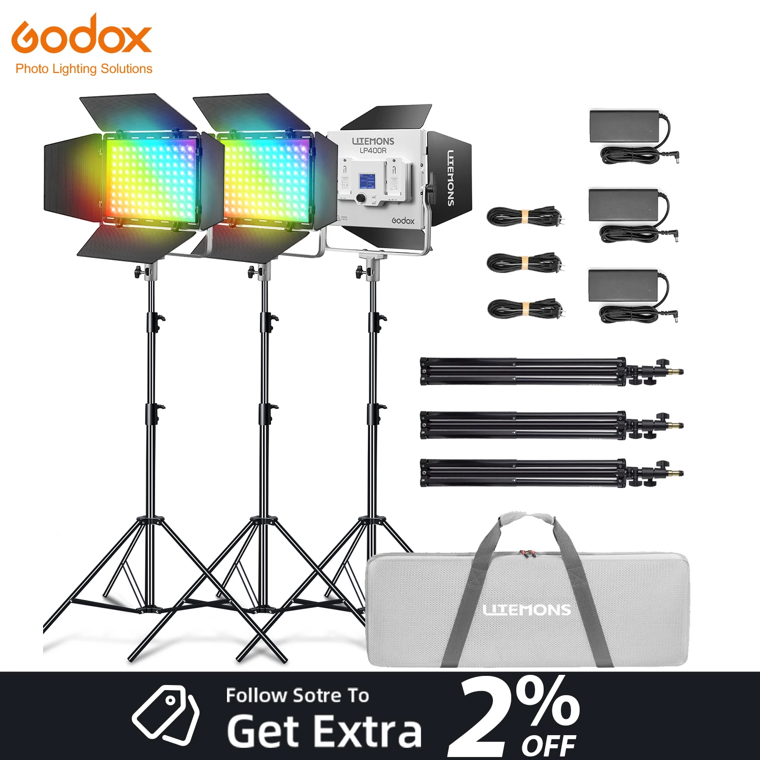 Photography Lighting Kit Godox - Panneau lumineux LED Godox LITEMONS LP400R/Bi