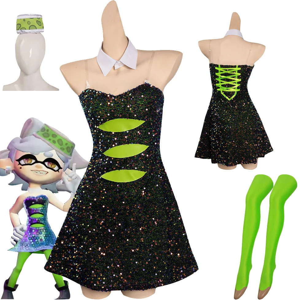 

Splatoon Marie Women's Dress Cosplay Costume Outfits Halloween Carnival Party Disguise Suit Role Play for Ladies Disguise