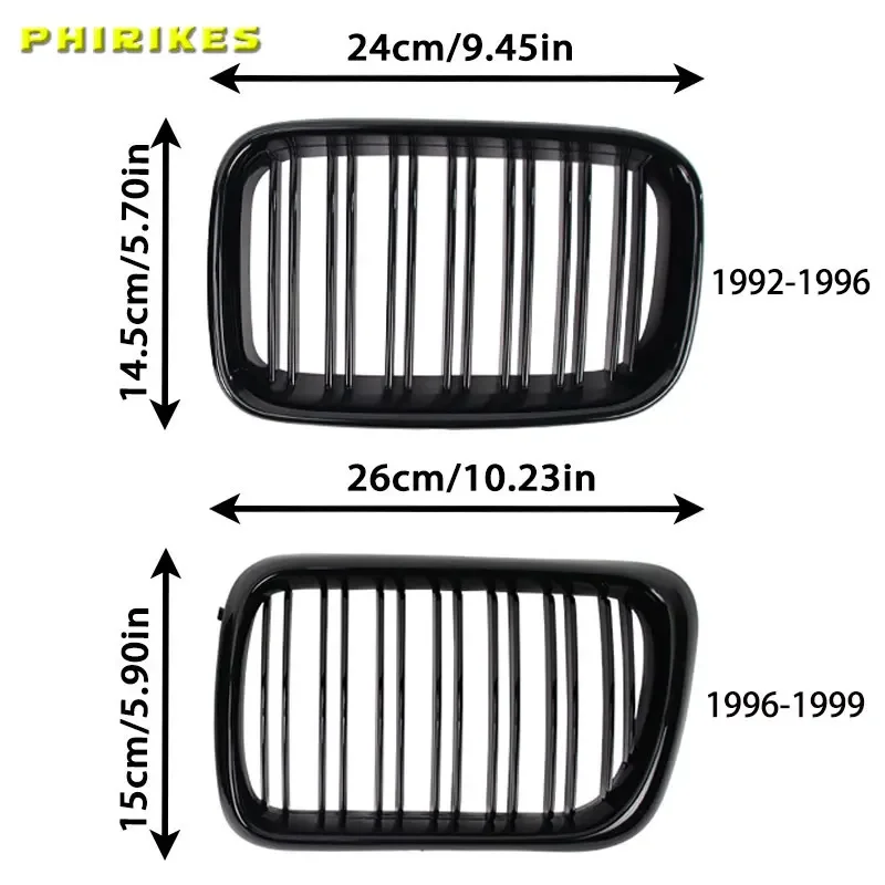 Gloss Black Kidney Grill Replacement Racing Front Bumper Grilles for BMW E36 1992 1993 1994-1999 view 2