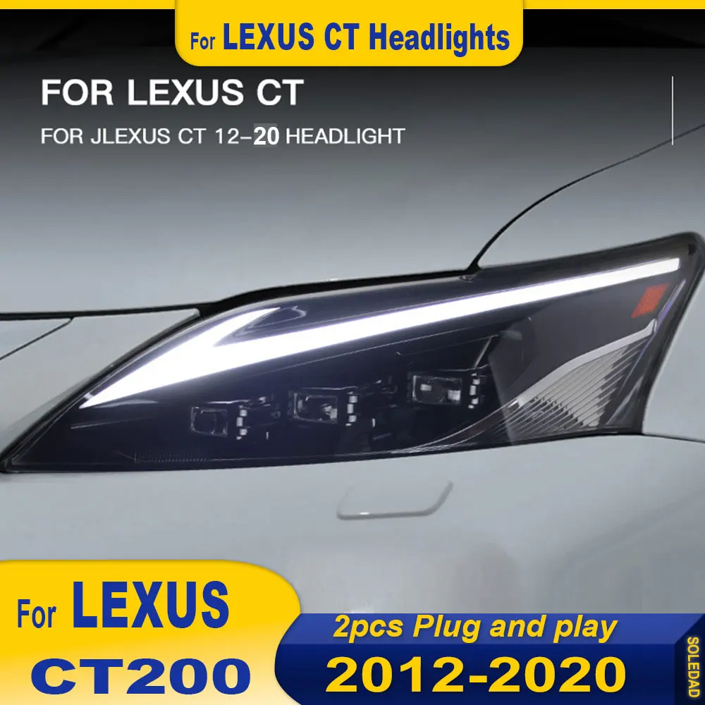 2pcs Car Headlights For Lexus CT200 2013-2020 CT200H Projector Lens DRL Head Lamp Dynamic LED Day Running Light Car Accessories