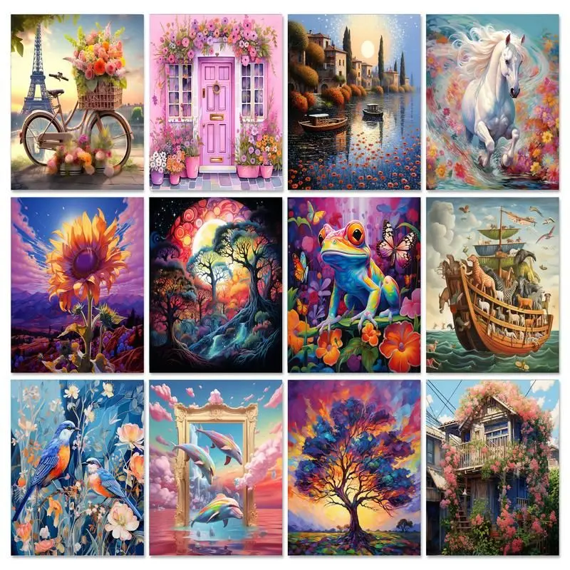 

GATYZTORY 5D Diy Diamond Painting Cross Stitch "Scenery Animal Flowers" Home Decor Full Rhinestones Art Diamond Embroidery