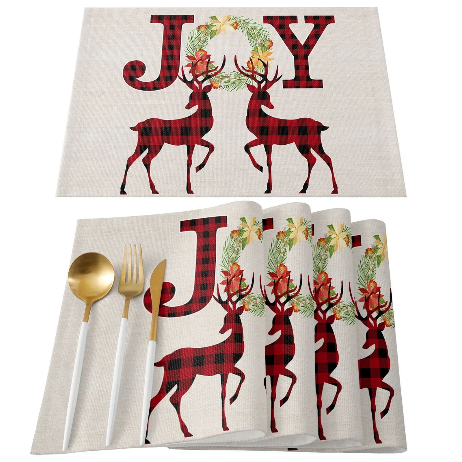 حصيرة طاولة رنة الكريسماس وندفة الثلج ، ديكور طاولة طعام المطبخ ، مكان العطلة ، ديكور حفل الزفاف ، منديل ، 4 *