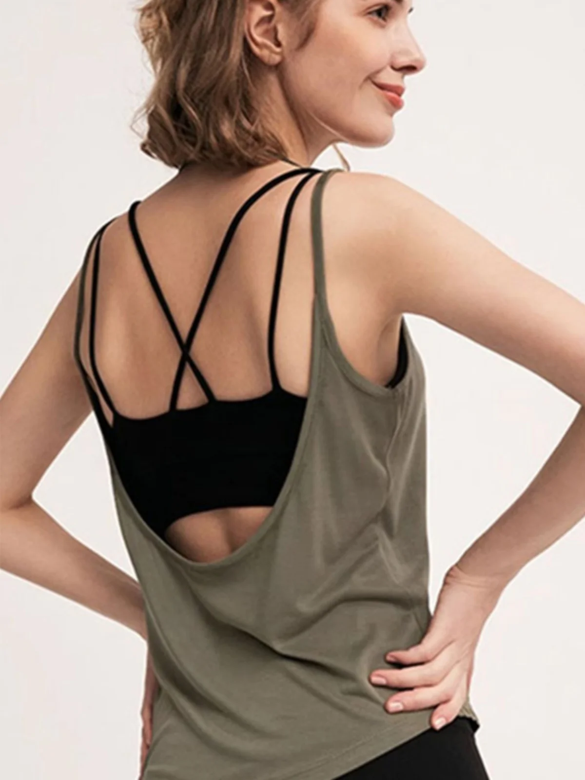 Bal haut court femmes été en plein air Sexy Ba Fitn sport ample couche de Base vêtements de travail XZKDFDD2323 trajet Sle couleur