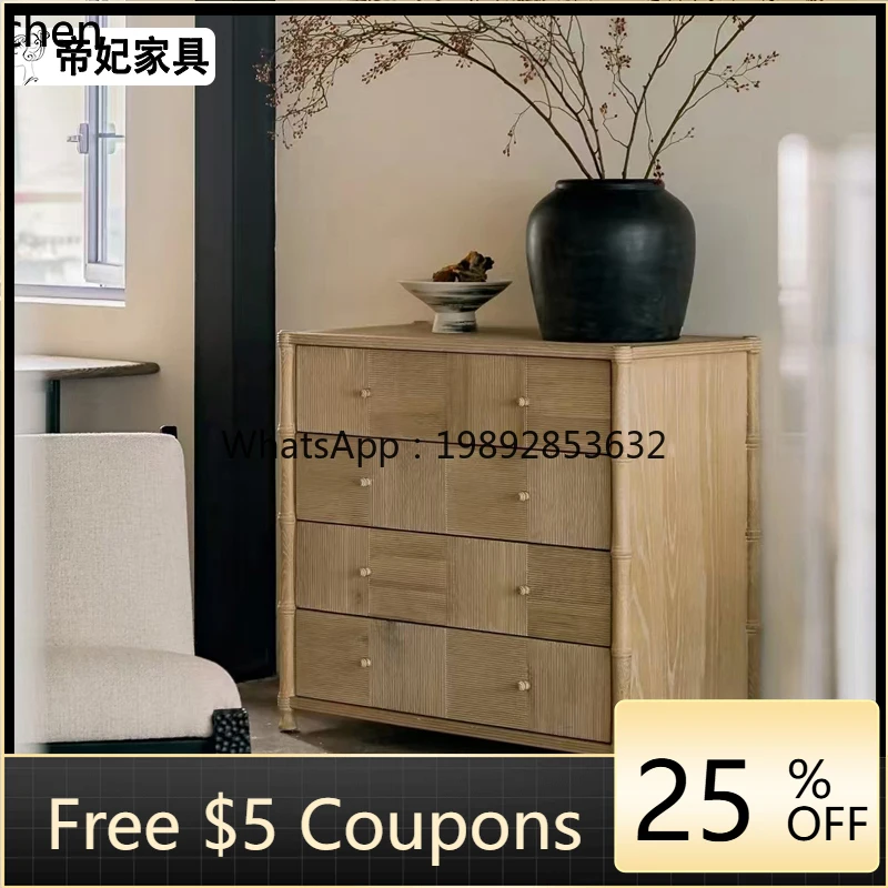 

retro solid wood wabi wind bedroom storage locker Maltese wood festival side cabinet