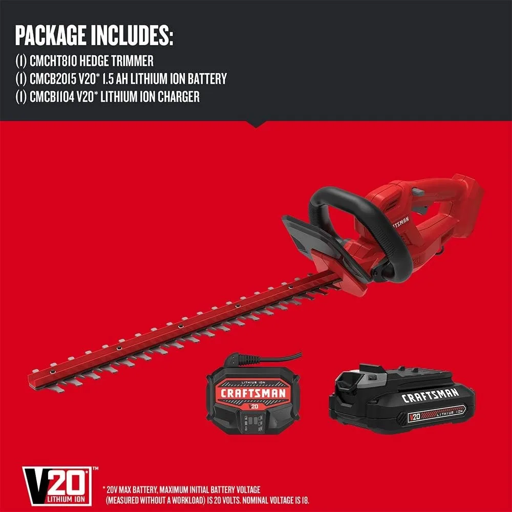 V20 Cordless Hedge Trimmer, 20 inch, Battery and Charger Included MOVE AROUND WORKSPACE WITH EASE