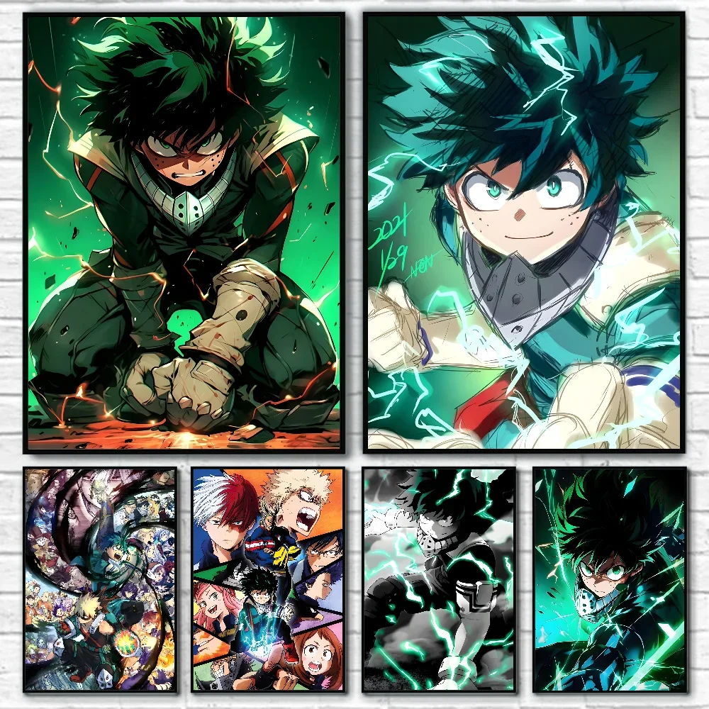 Midoriya Izuku Deku My Hero Academia Classic Poster Self-adhesive Art Waterproof Paper Sticker Coffee House Bar Room Wall Decor