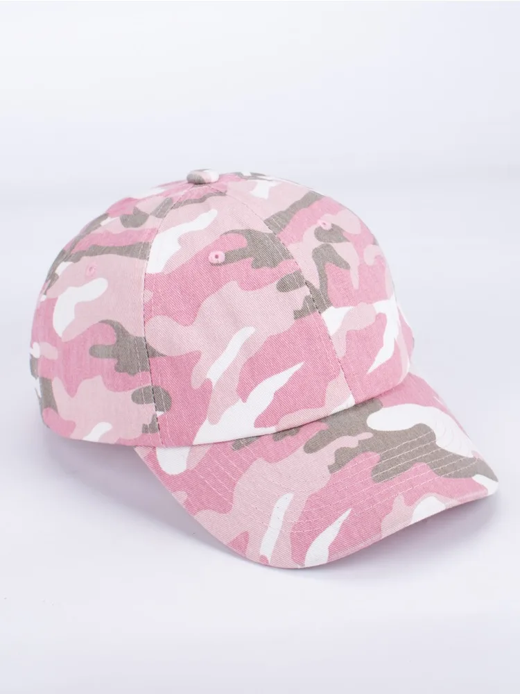 Pink Camo Caps for Women Hiking Hat Cotton Unstructured Ball Cap Outdoor Travel