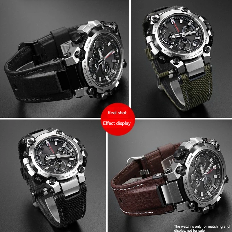 For Casio G-SHOCK MTG-B3000 Italian leather strap MTG B3000 Cowhide watch strap Modified Stainless steel Adapters Connector