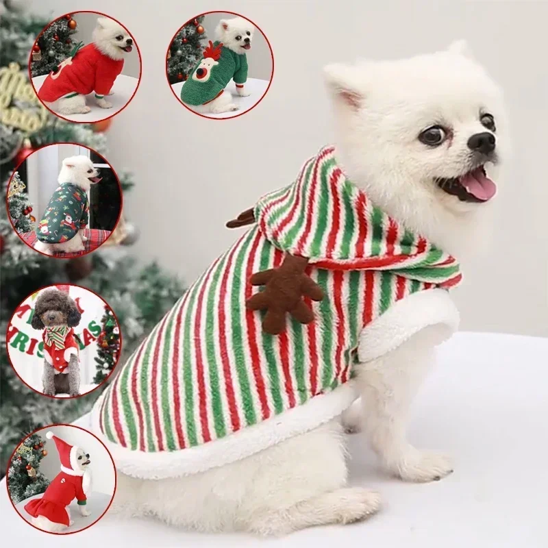 

Dog Christmas Clothes Pets Clothing Santa Costume New Year Cat Outfits Xmas Deer Hat Puppy Coat Hoodie Party Apparel