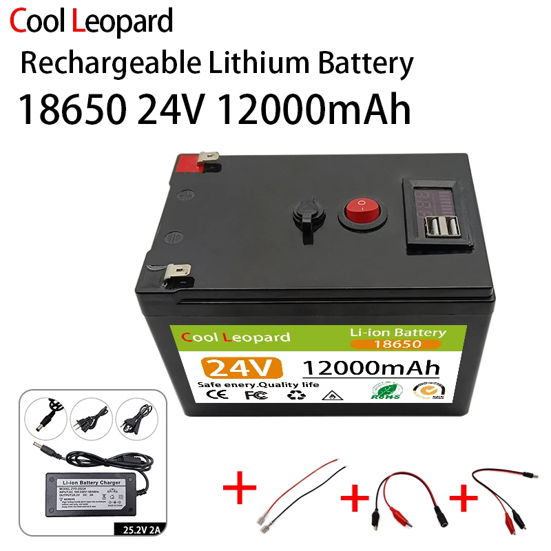 

24V 12AH Lithium Ion Battery Pack,For Sprayers Electric Vehicle Batterie Built-In 30A BMS+25.2V 2A Charger