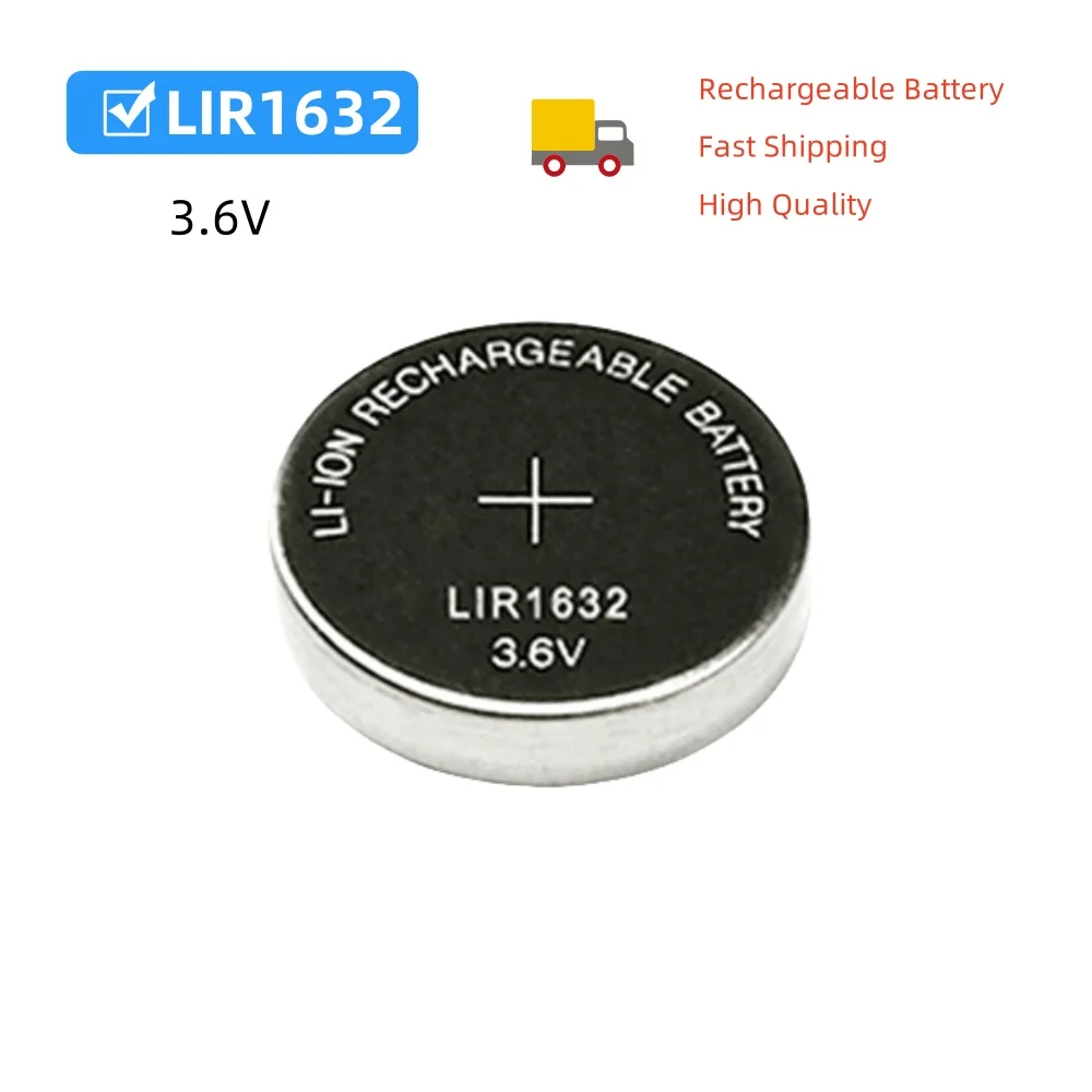 1-5pcs LIR1632 LIR 1632 3.6V Lithium Rechargeable Batteries for Watch Car Remote Control Replace CR1632 DL1632 Button Coin Cell