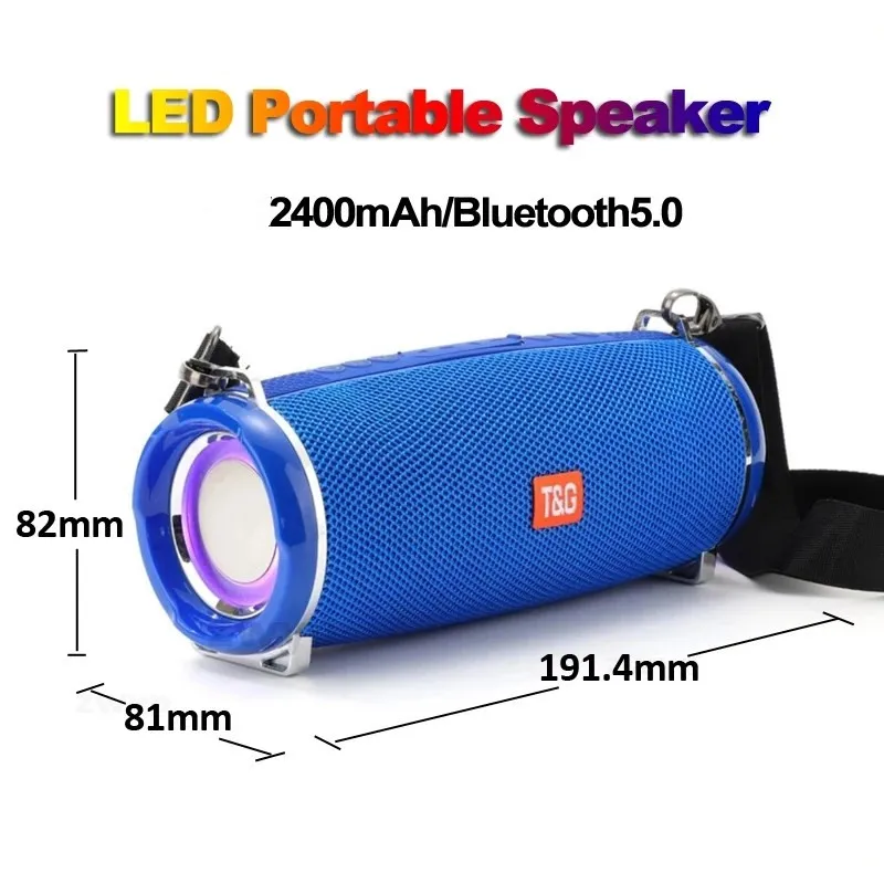 TG192 Bluetooth Speaker Portable 2400MAH RGB LED BT5.0 FM USB Wireless Boombox Heavy Dual Bass Waterproof Home Outdoor Subwoofer