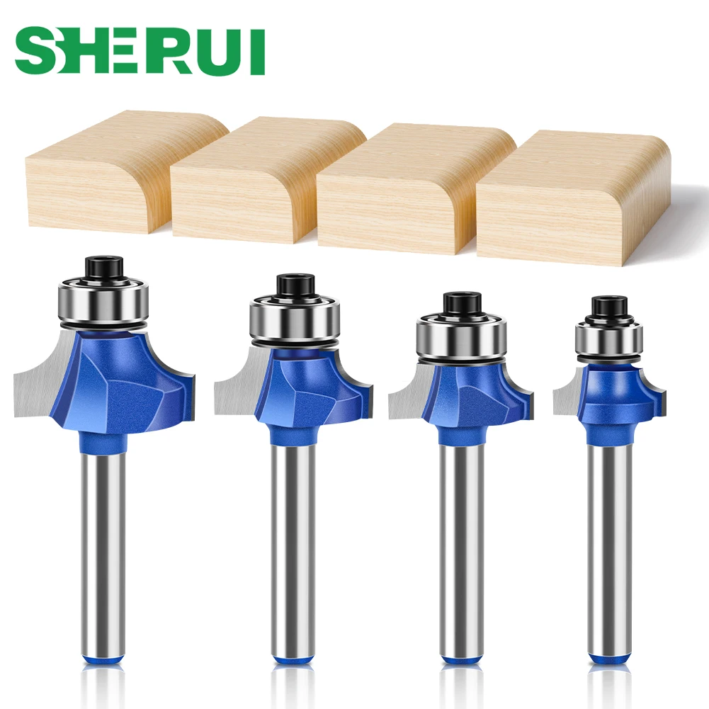 1/4 Inch Shank 6mm Shank Blue Roundover Router Bit Set Carbide Wood Router Bits for Woodworking