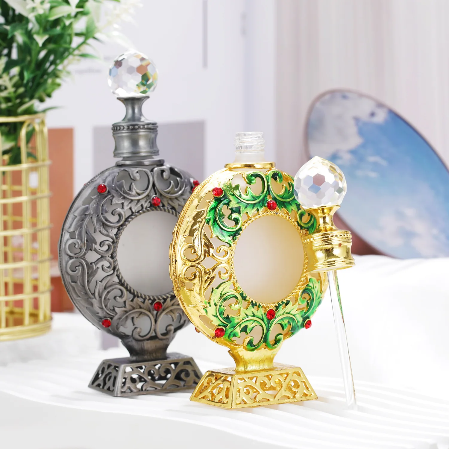 زجاجة عطر عتيقة من الزجاج الصوفي ، زجاجة عطر فارغة ، زيت عطري ، سفر ، صوفي ، عربي ، دبي ، 30 *