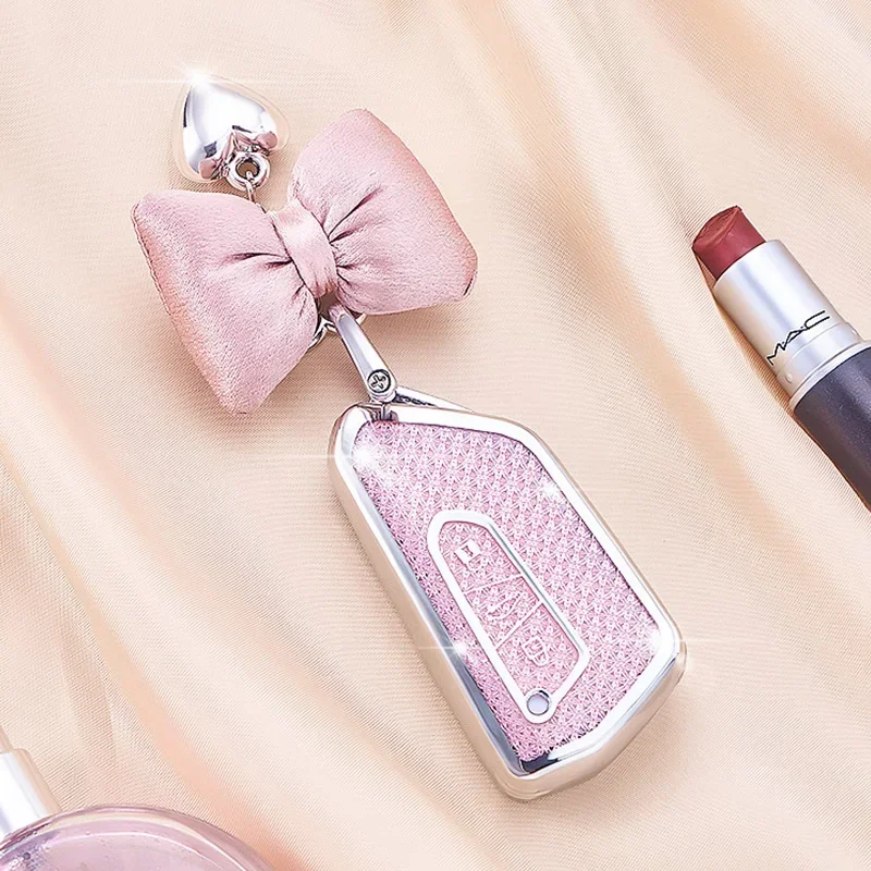 سيارة لشركة فولكس فاجن فولكس فاجن جولف 8 MK8 ID.3 ID.4 كوبرا سكودا اوكتافيا سيات ليون MK4 2020-2026 حافظة مفاتيح فوب حقيبة كريستال وردي تي بي يو #2