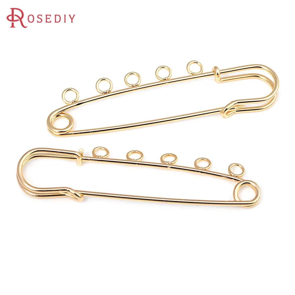 18K Gold Color Iron Brooch Base Brooch Pins 3 Hanging Hole High Quality Diy Jewelry Making Supplies Accessories for Women