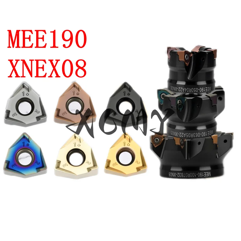 MEE190 90° heavy-duty double-sided milling cutter is used for the SECO series XNEX080608 insertion.