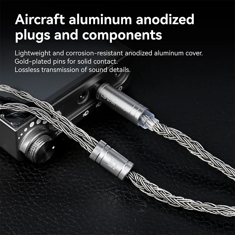 KBEAR JunTian Earphone Upgrade Cable 5N OCC Silver Plated MMCX 2Pin QDC TFZ 3.5/4.4mm Gold Plug Aluminum Cover Lightweight Wire