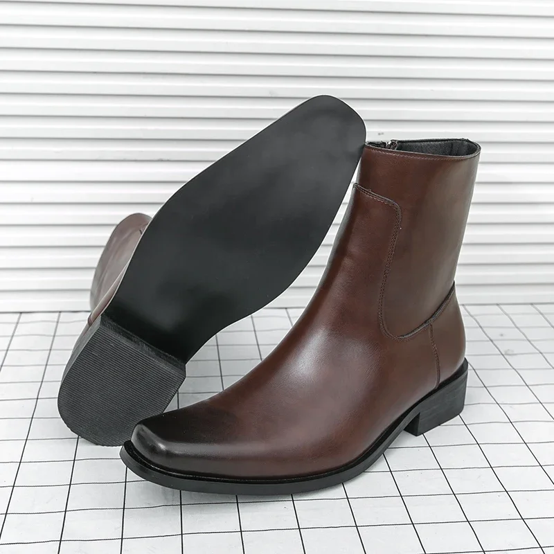 

Простые мужские повседневные кожаные ботинки «Челси», модные универсальные деловые ботильоны в британском стиле, классическая прогулочная обувь