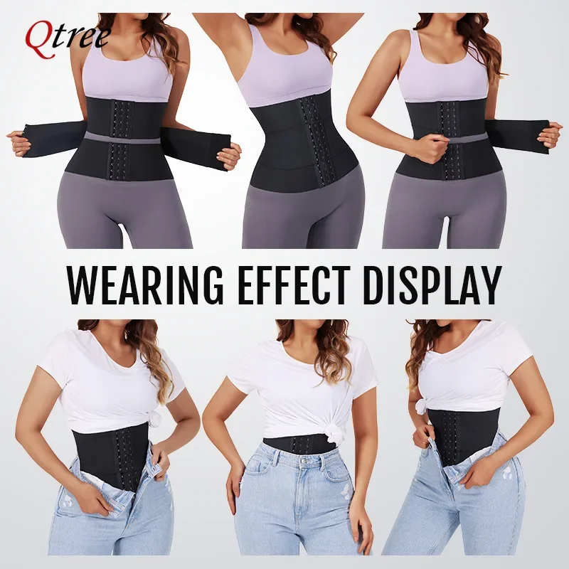Qtree Waist Trainer Women Seamless Underbust Waist Corsets Cincher Slimming Belt Adjustable Workout Girdle Hourglass Body Shaper