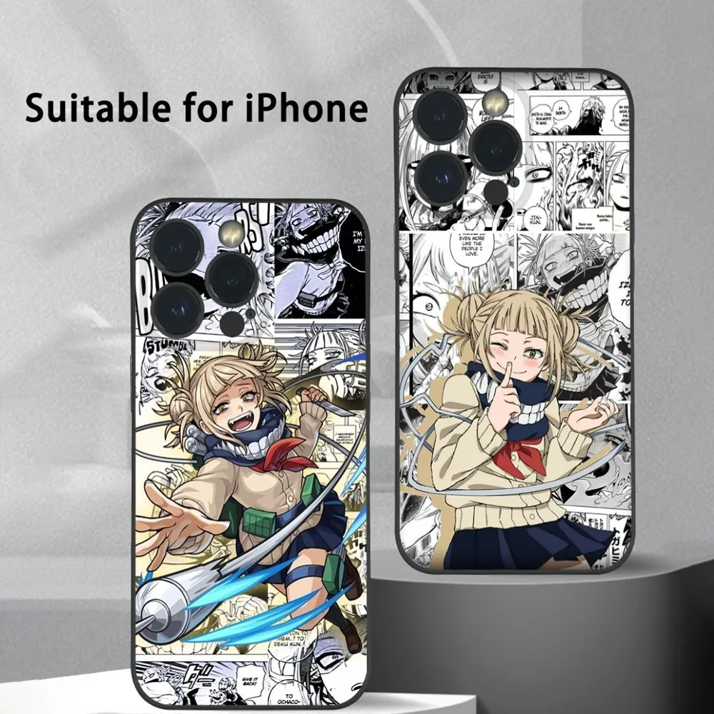 MHA H-Himiko T-Toga Anime Phone Case For iPhone 15 14 13 12 11 Pro Xs Max Mini XR X 78 Plus Black Frosted Soft Shell Funda