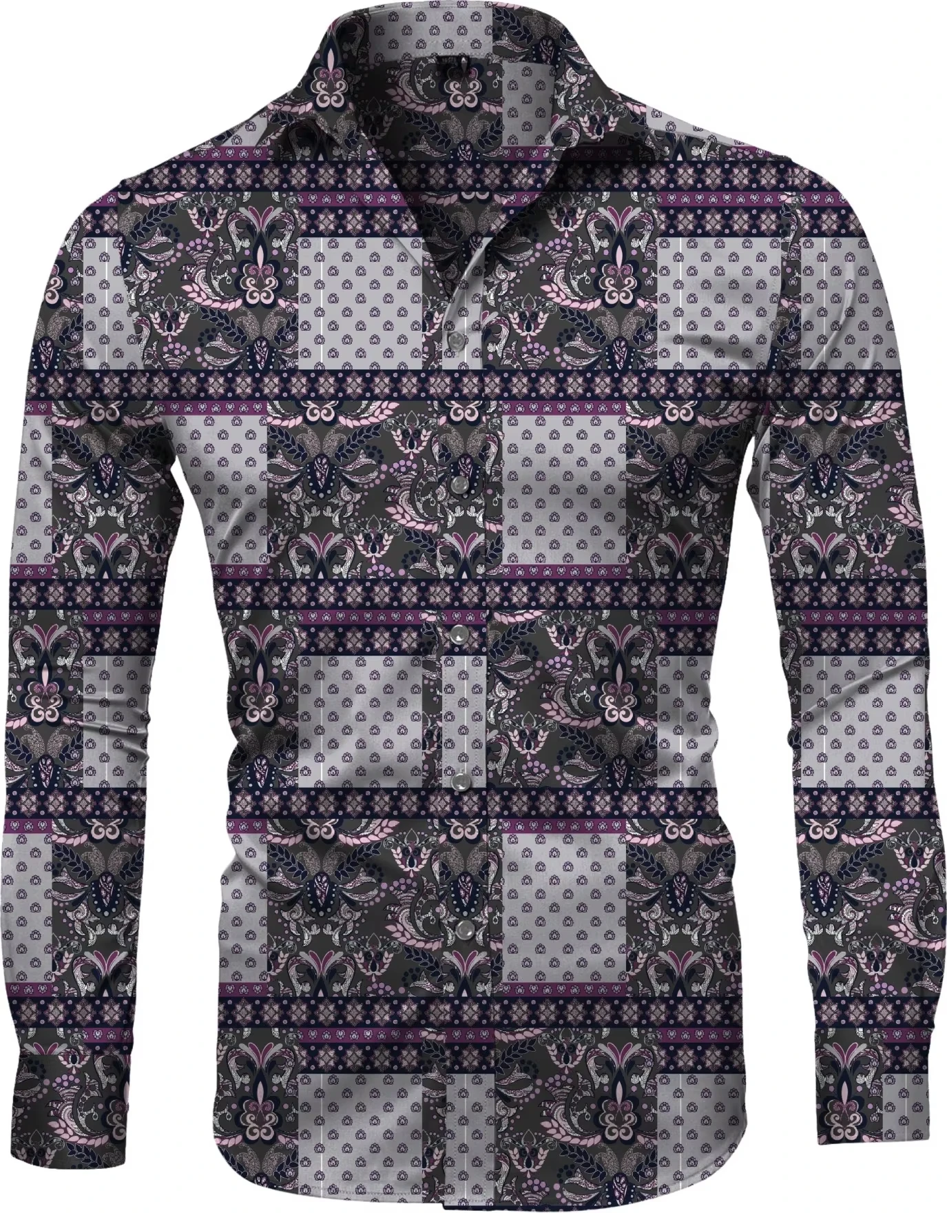 Fashion 3d Floral Shirts For Men Printed Lapel Long Sleeved Shirts Cool Graphs Street Vintage Casual Slim Men Clothes Tops。