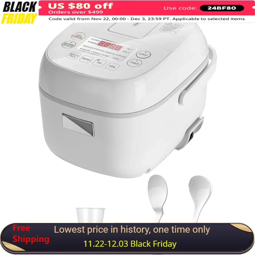 

Rice Cookers with Non-Stick Inner Pot, 3 Cup Uncooked With 8 Cooking Functions & 24-Hr Delay Timer And Keep Warm, , Rice Cookers