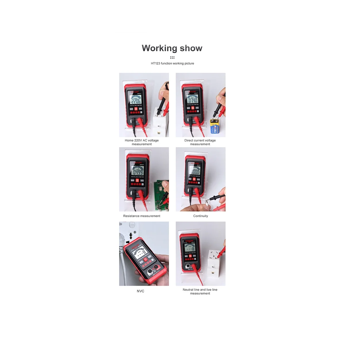 MAYILON HT123 Digital Multimeter, 2000 Counts, Auto-Ranging Voltmeter, Voltage Tester with Non-Contact Voltage Function