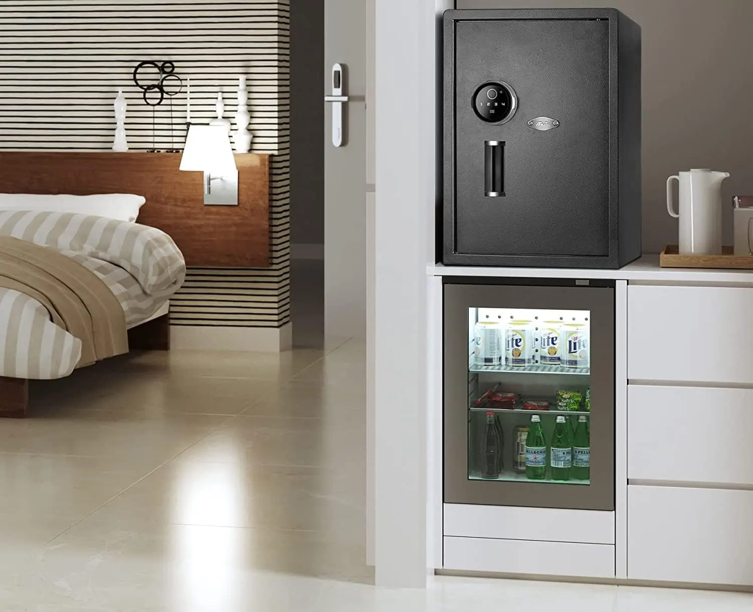 Security Biometric Fingerprint Safe, Steel Lock Box Safe for Home/Office/Hotel, Secure Handgun, Documents, Jewelry, Valuables -