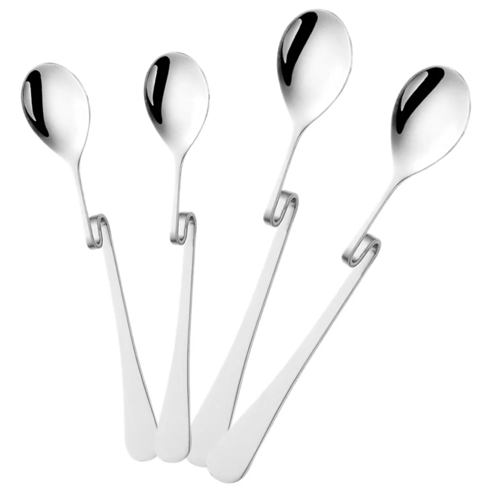 

4Pcs Espresso Spoon Stainless Steel Jam Honey Spoon Coffee Stir Spoon Milk Mixing Spoons Teaspoon Hanging Cup Dessert Tea