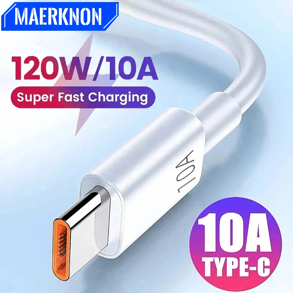 120W USB Type C Cable 10A PD Fast Charging Charger USB C Data Cord For Huawei Mate 40 Xiaomi Samsung Quick Charge Phone USB Wire