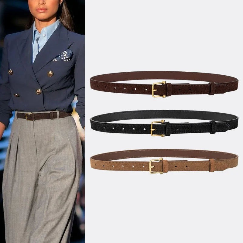 

New Matte Design Women's Leather Belt Retro Versatile Suit Jeans Accessories Commuting Belt