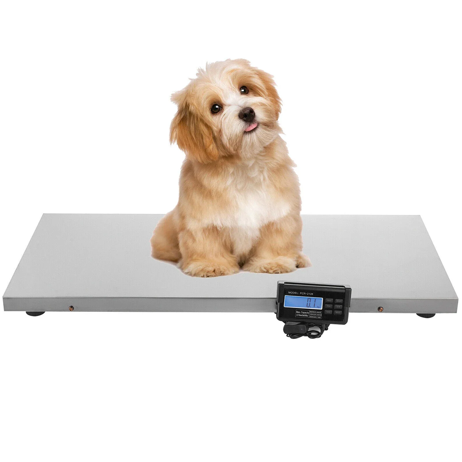 Large Capacity Pet Scale with 103X53cm Stainless Steel Platform, Weighs Up to 660LB, Accurate to 0.05kg, Power Adapter or