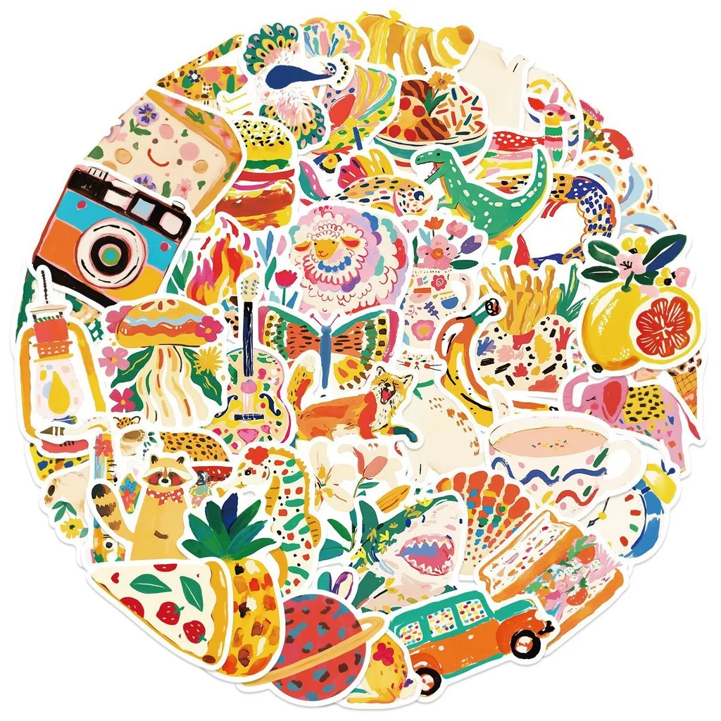 50 قطعة من ملصقات الكتابة على الجدران الملونة الكرتونية - ديكور مقاوم للماء يمكنك صنعه بنفسك للجيتار والكمبيوتر المحمول والأمتعة (متجر عوالم الرسوم المتحركة)