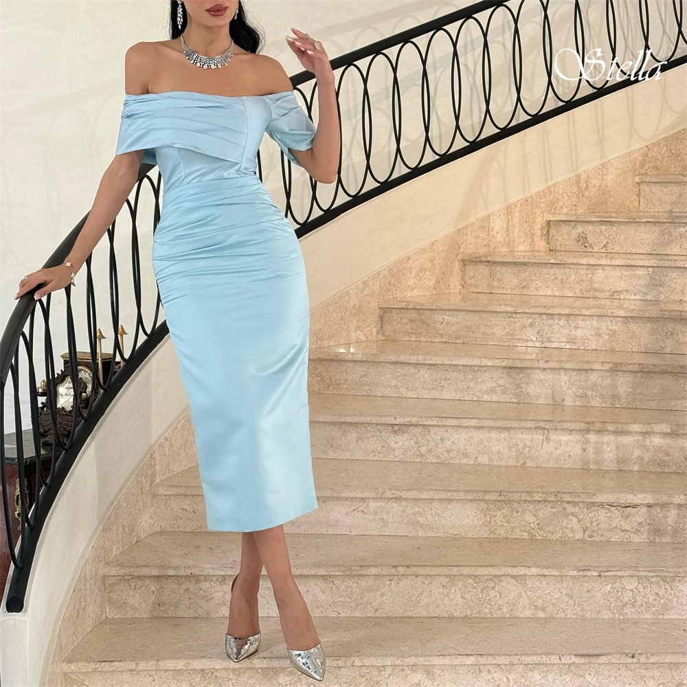 Robe de soirée personnalisée en Satin, épaules dénudées, sans manches, de haute qualité, robes de bal froncées de tempérament