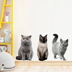 Autocollant mural animal à poils courts britannique, joli chat persan, décor de toilette, salon, armoire, réfrigérateur, décalcomanies, T417 #