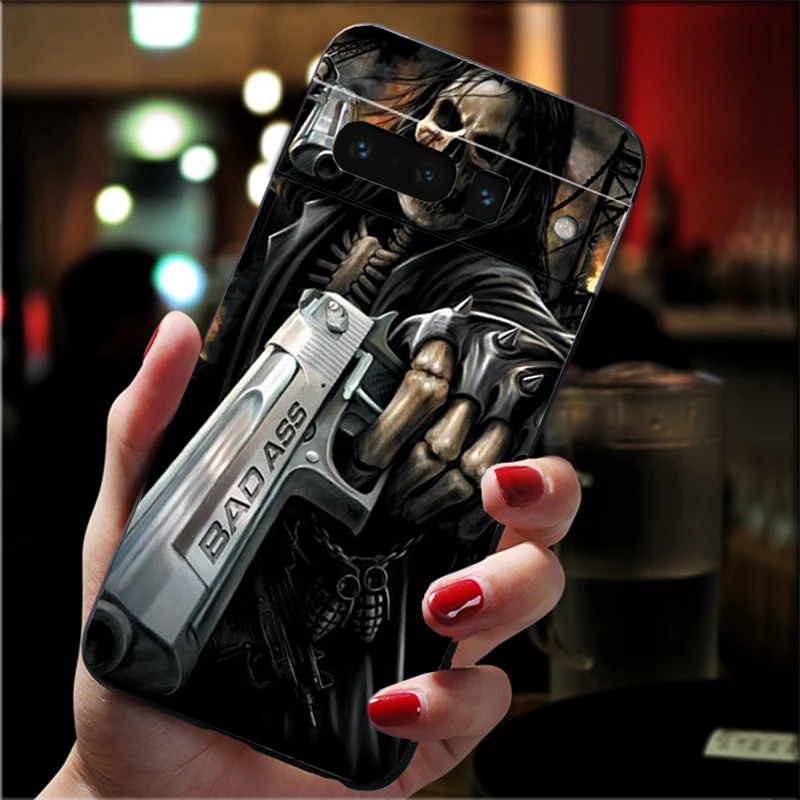 حافظة لهاتف جوجل بيكسل 10 برو XL 9 برو XL 8 7 6 برو 9A 8A 7A 6A بكسل 8 7 6 5 غريم ريبر هيكل جمجمة #4