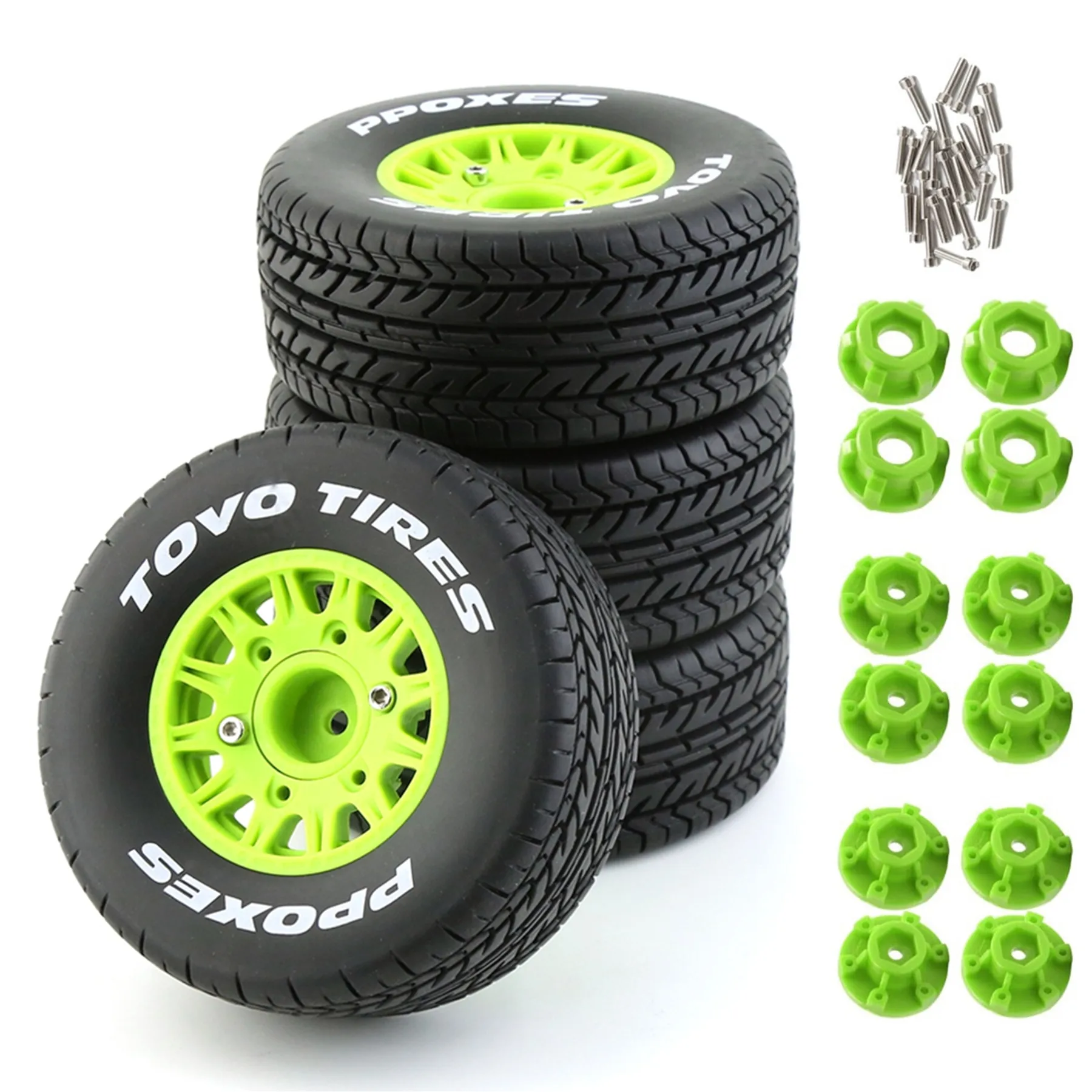 Image of 1/10 1/8 Short-Course-Truck-Reifen und -Räder 12mm 14mm 17mm Hex RC Gummireifen für 1:8 1:10 On-Road-Auto Traxxas Slash 4×4 2WD