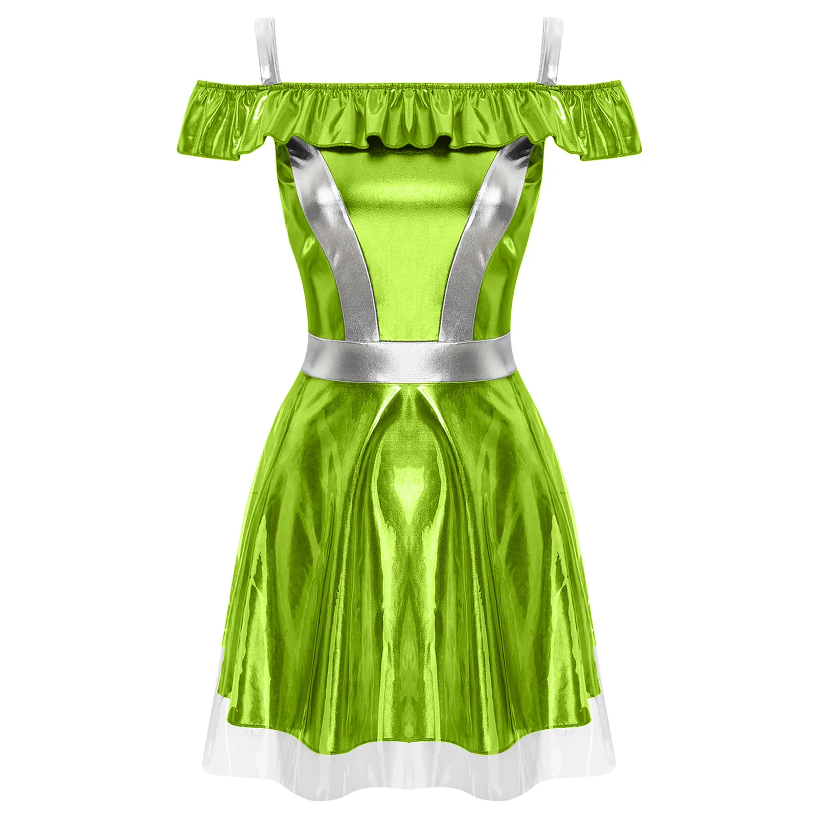 

Women's Fighter Astronaut Fancy Dress Halloween Fashion Sleeveless Metallic A-line Dress for Carnival Cosplay Party Uniforms