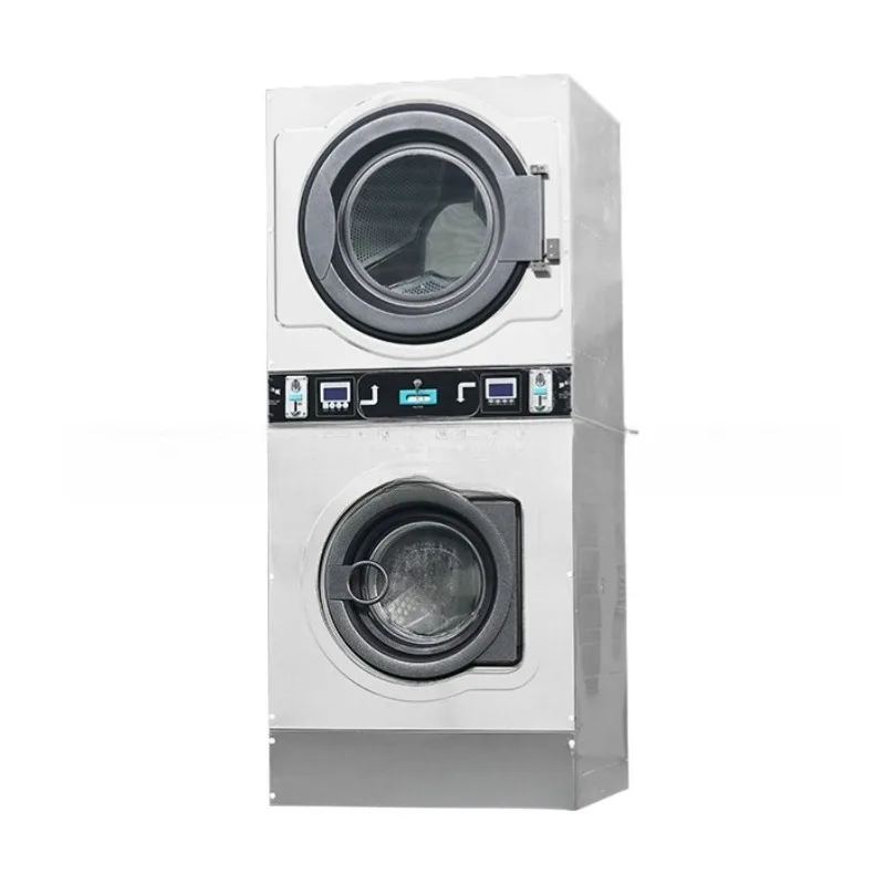 Lavadora inferior y secadora superior tipo exportación, lavadora industrial y comercial de 12 a 25 kg