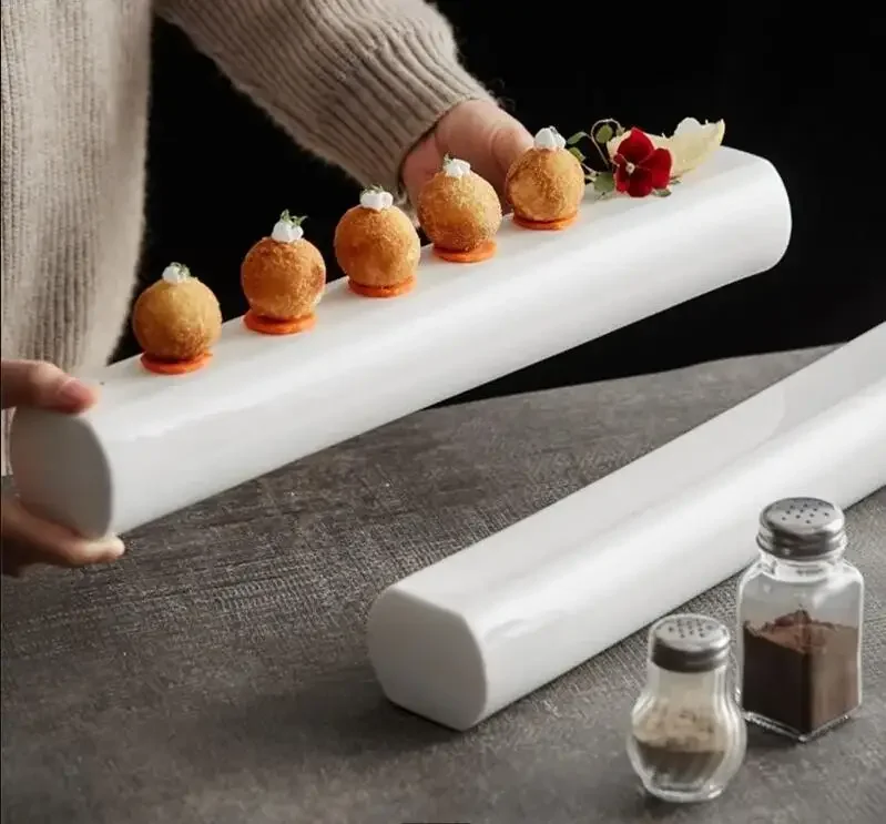 

Белая керамическая длинная тарелка для ужина, японская кухня, суши, сашими, посуда, десерт для дня рождения